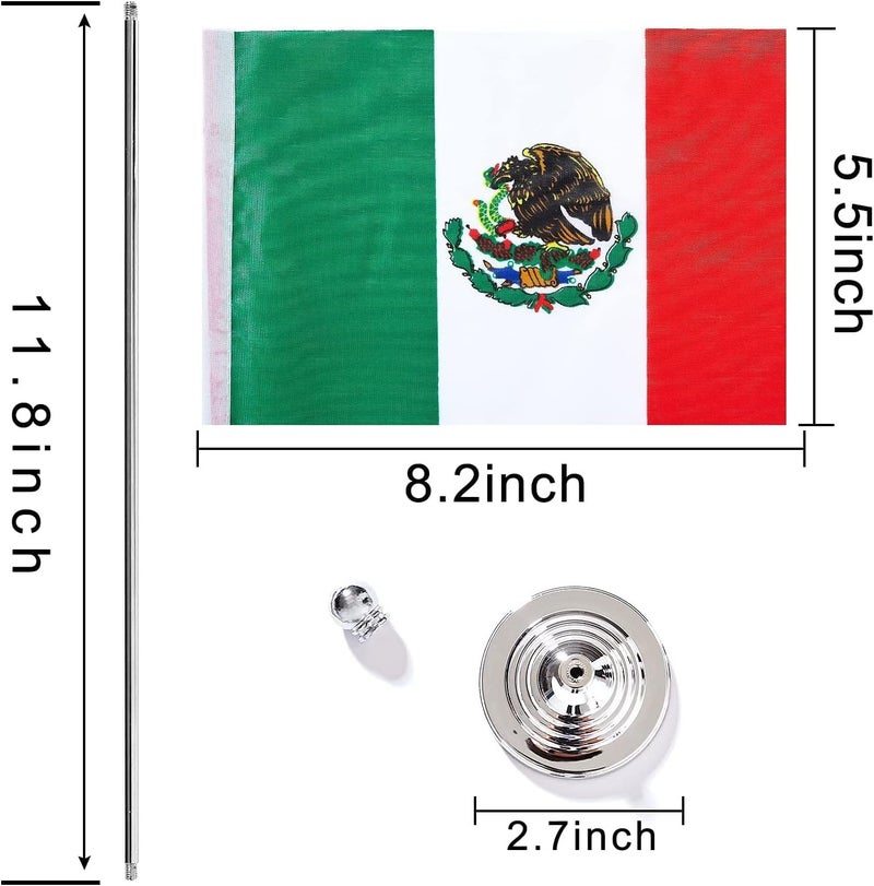 WXTWK 2 Pack Mexico Flag Mexican Desk Flag Small Mini Mexican Table Flags With Stand Base,Home Office Festival Events Celebration Decorations - Image 2